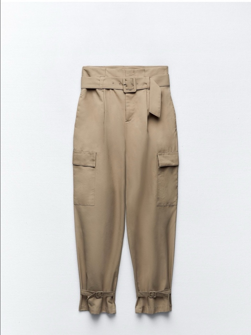 Zara Belted Cargo Pants - Beige worn once